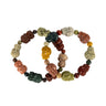 Multicolored beaded bracelet with various carved Buddha beads 