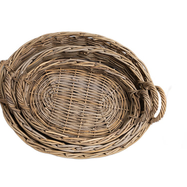 Natural oval tray with handle