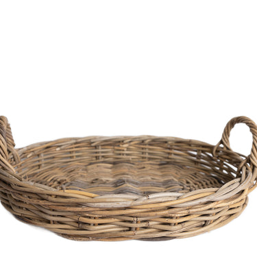 Natural oval tray with handle