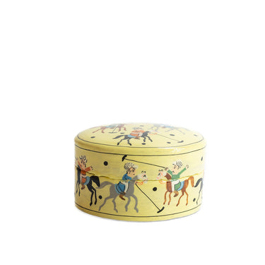 Hand Painted Papiér Mâché Lacquer Round Pin Box