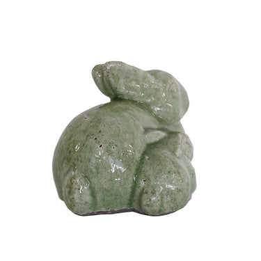 Ceramic Rabbits in Moss Green