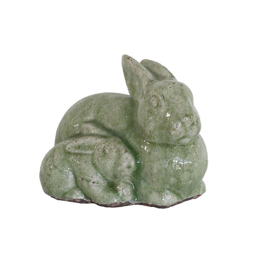 Ceramic Rabbits in Moss Green