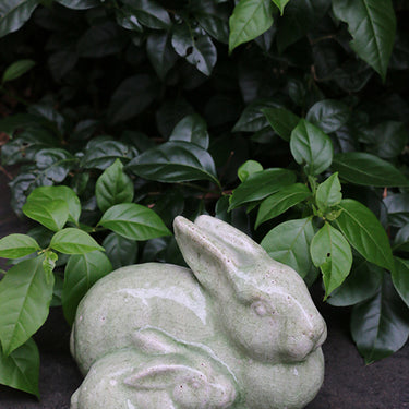Ceramic Rabbits in Moss Green