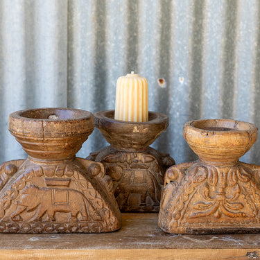 Large Vintage Teak Seeder Candle Stand