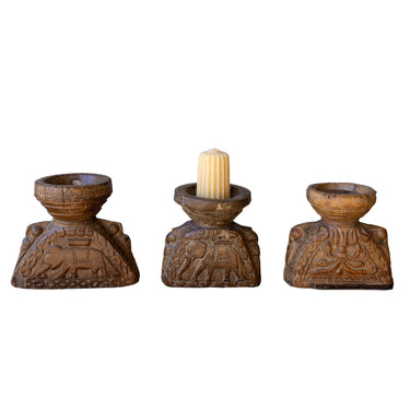 Large Vintage Teak Seeder Candle Stand