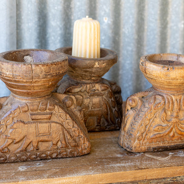 Large Vintage Teak Seeder Candle Stand