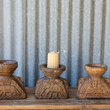 Large Vintage Teak Seeder Candle Stand