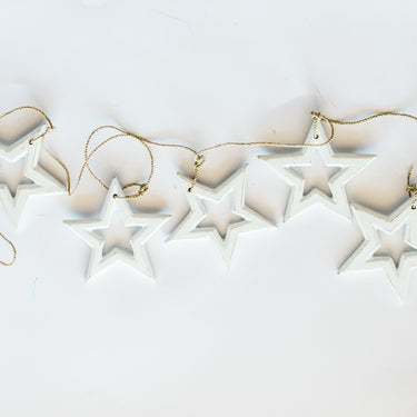Hanging Natural Timber Stars on Jute String