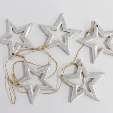 Hanging Natural Timber Stars on Jute String