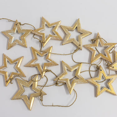 Hanging Natural Timber Stars on Jute String