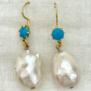 Turquoise and Baroque Pearl Drops