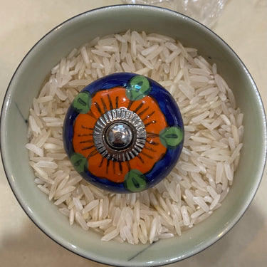 Hand Painted Ceramic Knobs orange blue green