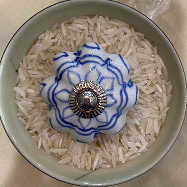 Hand Painted Ceramic Knobs blue & white