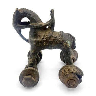 Brass Temple Toy Horse on Wheels