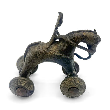 Brass Temple Toy Horse on Wheels