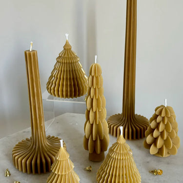 Christmas tree origami beeswax candle