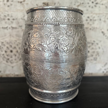 hand embossed aluminium drum stool
