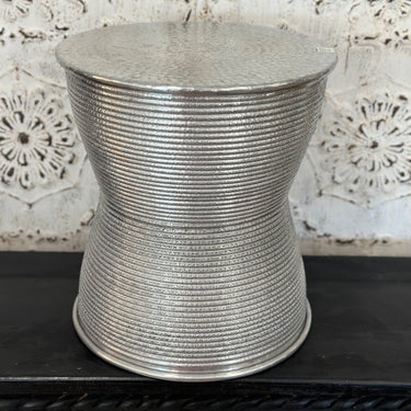 hand embossed aluminium drum stool