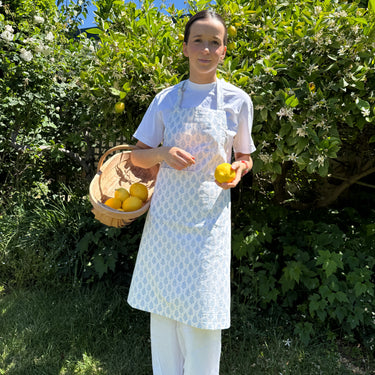 Blue & White Block Printed Cotton Apron