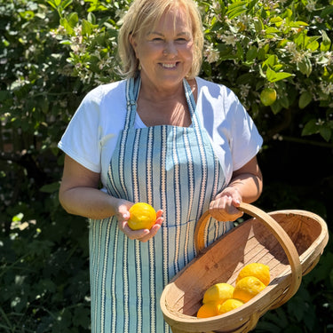 Blue & White Block Printed Cotton Apron