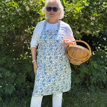 Blue & White Block Printed Cotton Apron