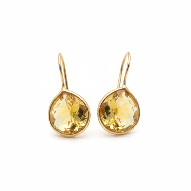 Gold-Plated Sterling Silver Facetted Round Semi-Precious Stone Drop