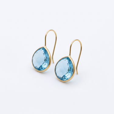 Gold-Plated Sterling Silver Facetted Round Semi-Precious Stone Drop