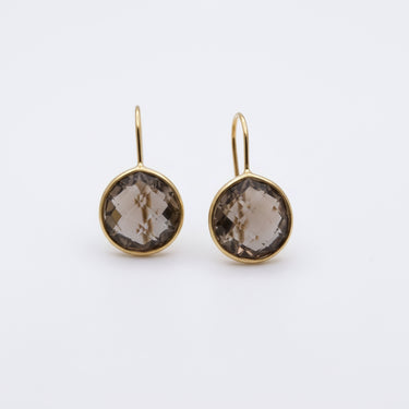 Gold-Plated Sterling Silver Facetted Round Semi-Precious Stone Drop