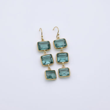 Gold-Plated Sterling Silver Graduated Triple Semi-Precious Stone Drops