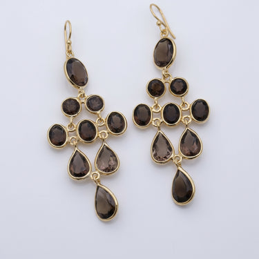 Gold-Plated Sterling Silver Semi Precious Stone Chandelier Earrings