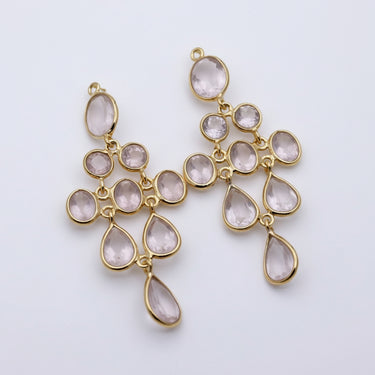 Gold-Plated Sterling Silver Semi Precious Stone Chandelier Earrings