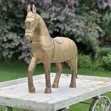 Bronze & timber horse sculpture 