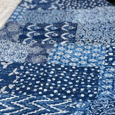 Block Print Indigo Kantha Throw