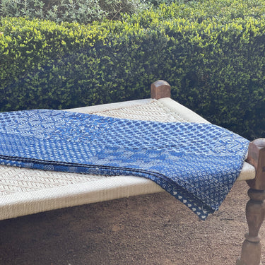 Block Print Indigo Kantha Throw
