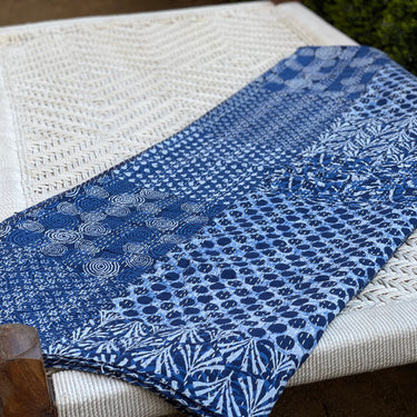 Block Print Indigo Kantha Throw