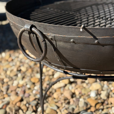Iron Fire PIt (Kadai) With Stand & Grate 800dia X 280d