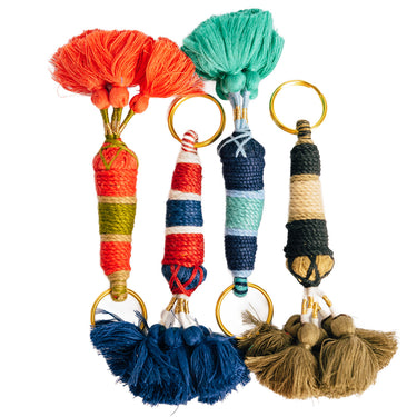 Anokhi cotton tassel keyring