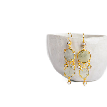 Shiva prehnite & seed pearl earrings