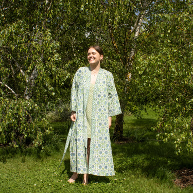 Green & blue long kimono