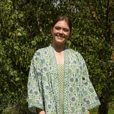 Green & blue short kimono