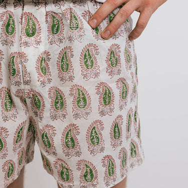 Pink & green block printed unisex boxers