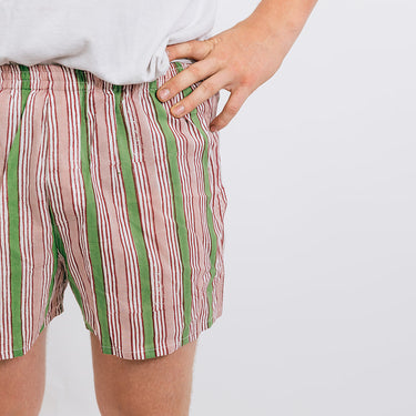 Pink & green block printed unisex boxers