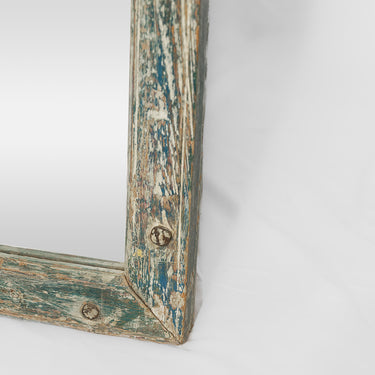 vintage timber rectangular mirror