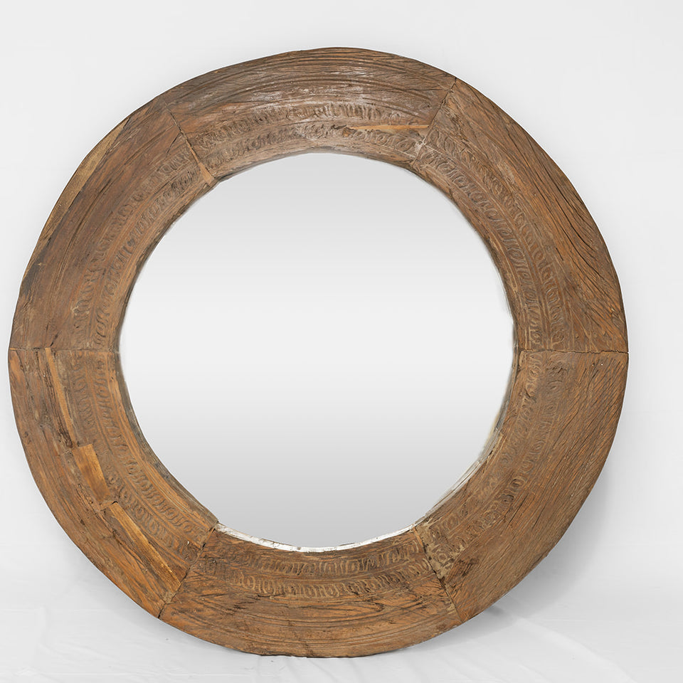 Repurposing Wood Rounds Wooden Round Repurposed Solid Teak Mirror – MerchantCampbell