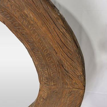 Wooden Round Repurposed Solid Teak Mirror
