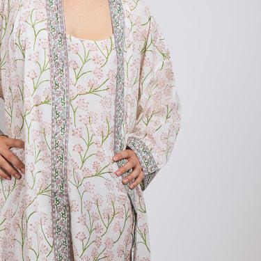 Pink & green short kimono