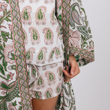 Pink & green short kimono