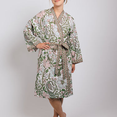 Pink & green short kimono