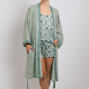 Green & blue short kimono