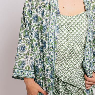 Green & blue short kimono